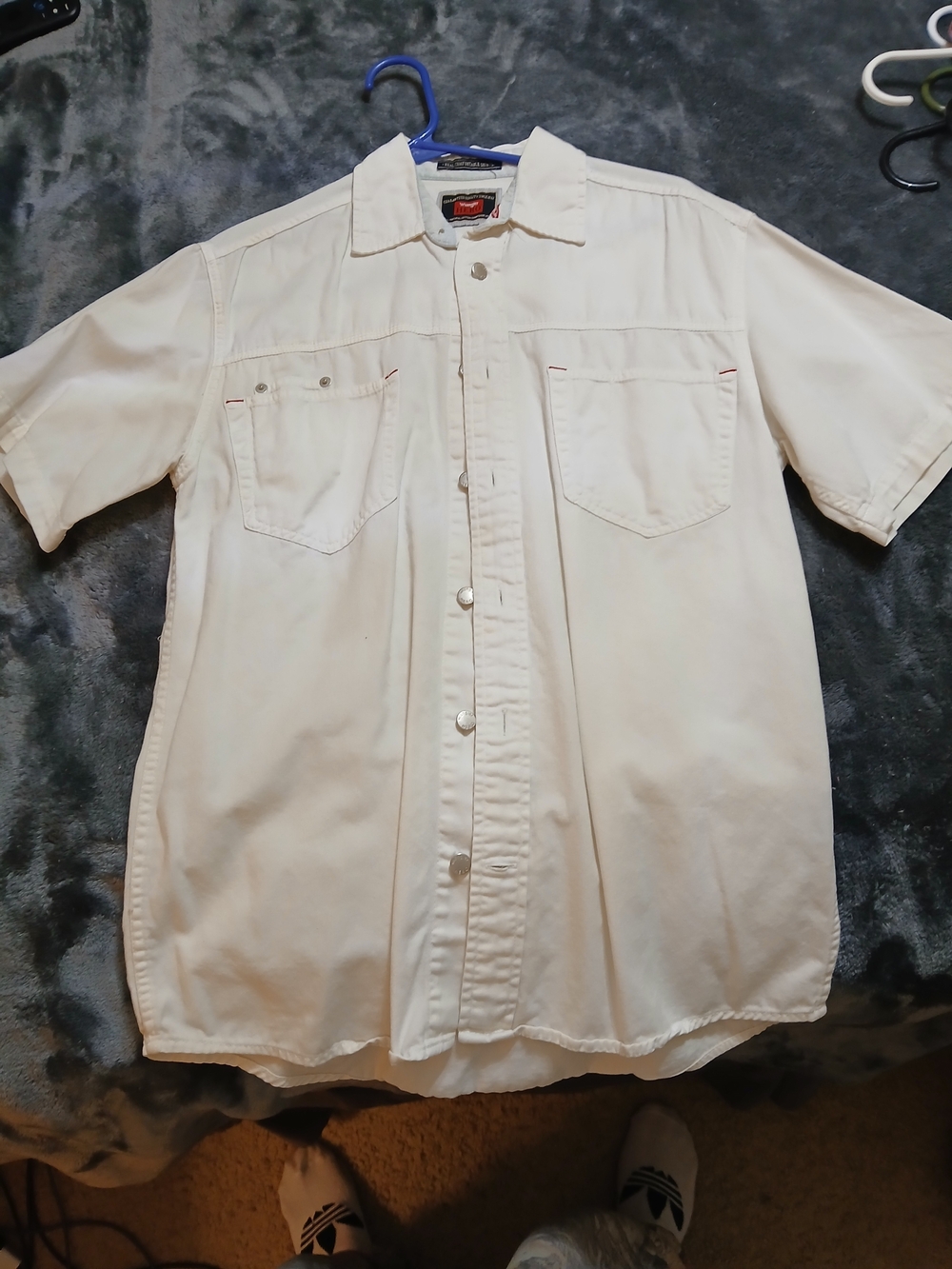 Vintage Wrangler Hero Men’s Short Sleeve Work Shirt in Off-White